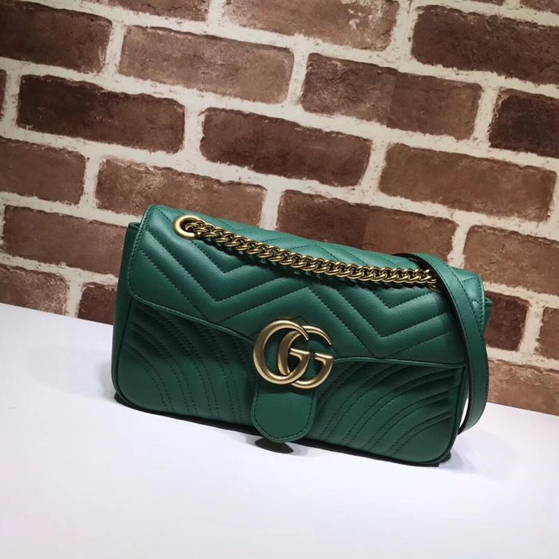 Gucci Chain Shoulder Bag 443497 Full Leather Ink Green